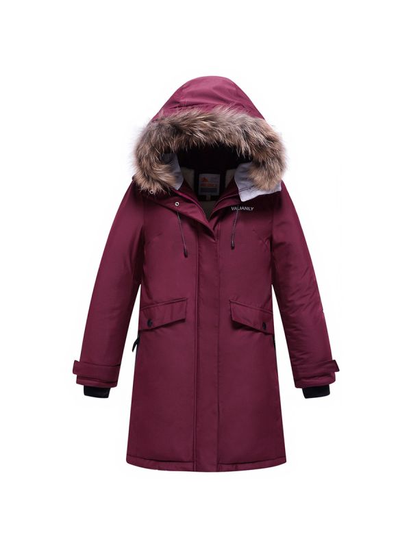 Valianly winter parka for girls burgundy 9242Bo